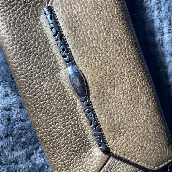 Vintage Brighton Leather Wallet Card Slots Tan Vintage Snap Closure - Picture 2 of 6